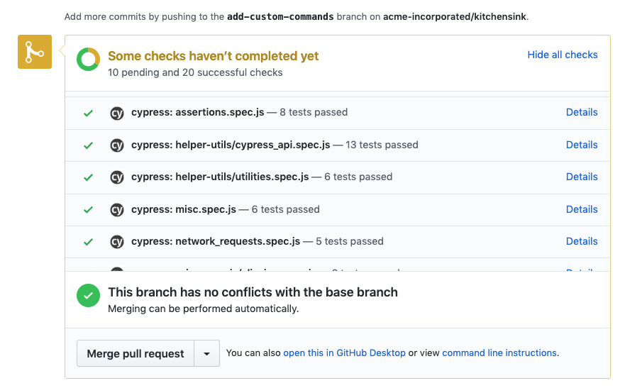 Status checks per spec